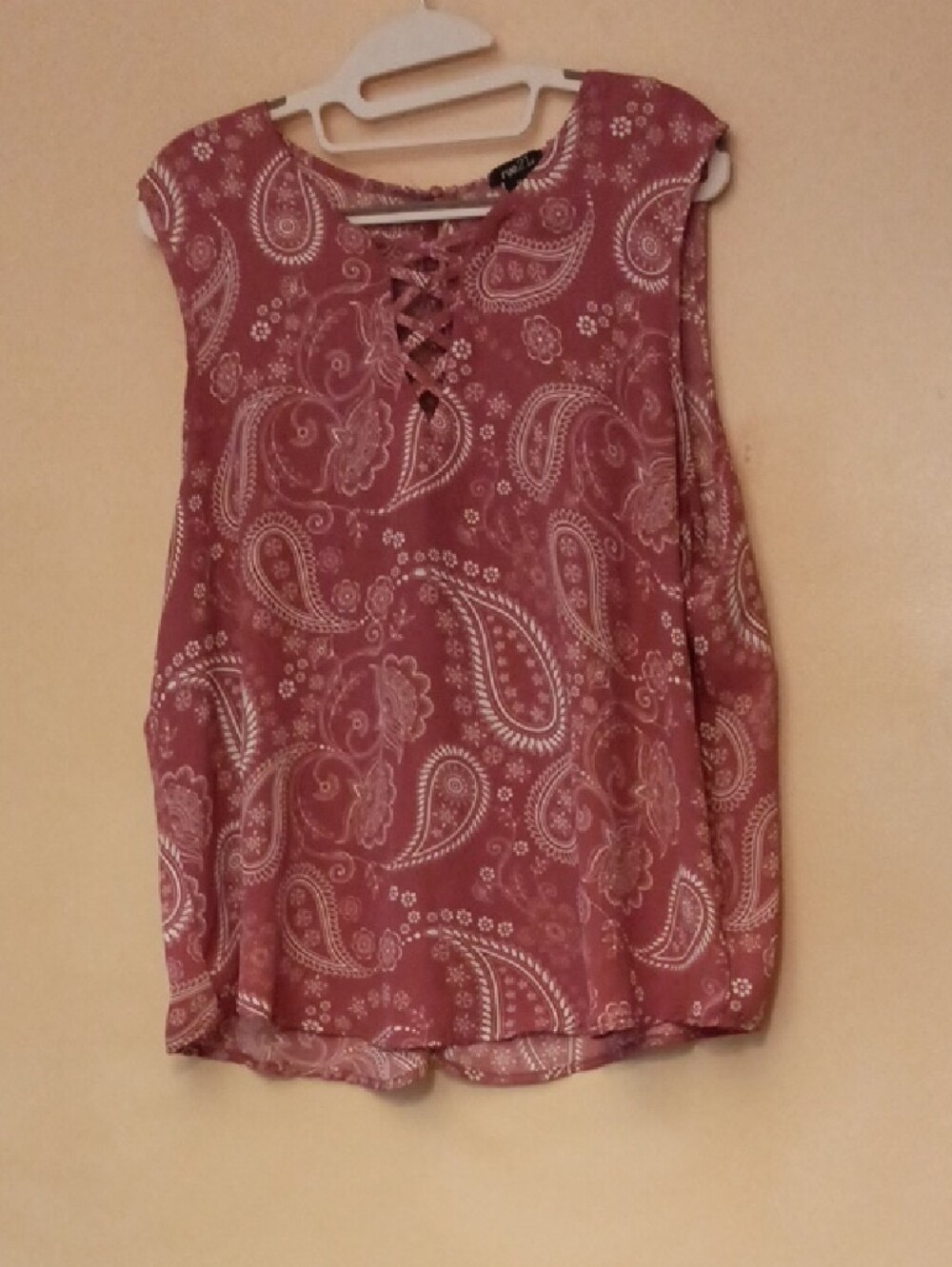 Rue21 Paisley Lace-Up Sleeveless Top - Mauve, Sz XL